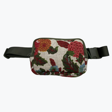 Load image into Gallery viewer, Floral Green Ornate Belt Back Interior Pockets Zipper