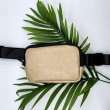Load image into Gallery viewer, Tan Faux Leather Black Belt Back Interior Pockets Zipper