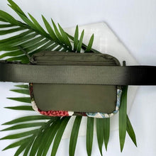 Load image into Gallery viewer, Floral Green Ornate Belt Back Interior Pockets Zipper