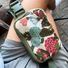 Load image into Gallery viewer, Floral Green Ornate Belt Back Interior Pockets Zipper