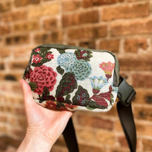 Load image into Gallery viewer, Floral Green Ornate Belt Back Interior Pockets Zipper